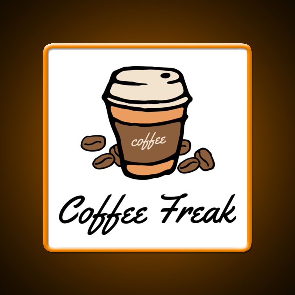 Coffee Freak Coffee Cup With Coffee Beans Led Neon Sign Espresso Bar Art Rgb Color