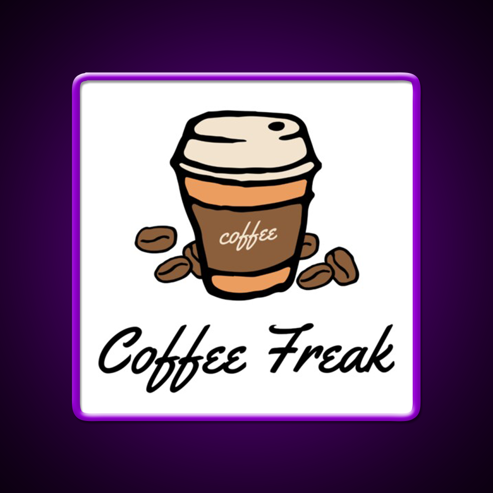 Coffee Freak Coffee Cup With Coffee Beans Led Neon Sign Espresso Bar Art Rgb Color