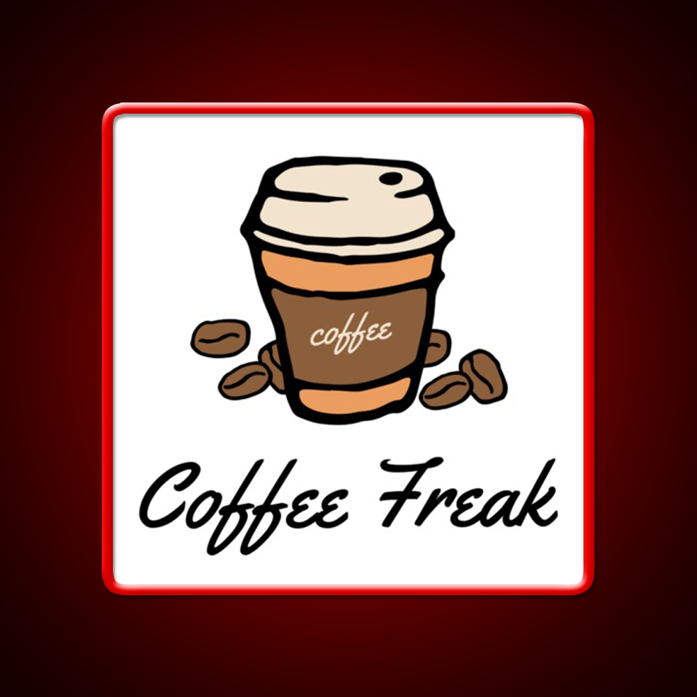 Coffee Freak Coffee Cup With Coffee Beans Led Neon Sign Espresso Bar Art Rgb Color