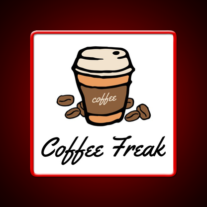 Coffee Freak Coffee Cup With Coffee Beans Led Neon Sign Espresso Bar Art Rgb Color
