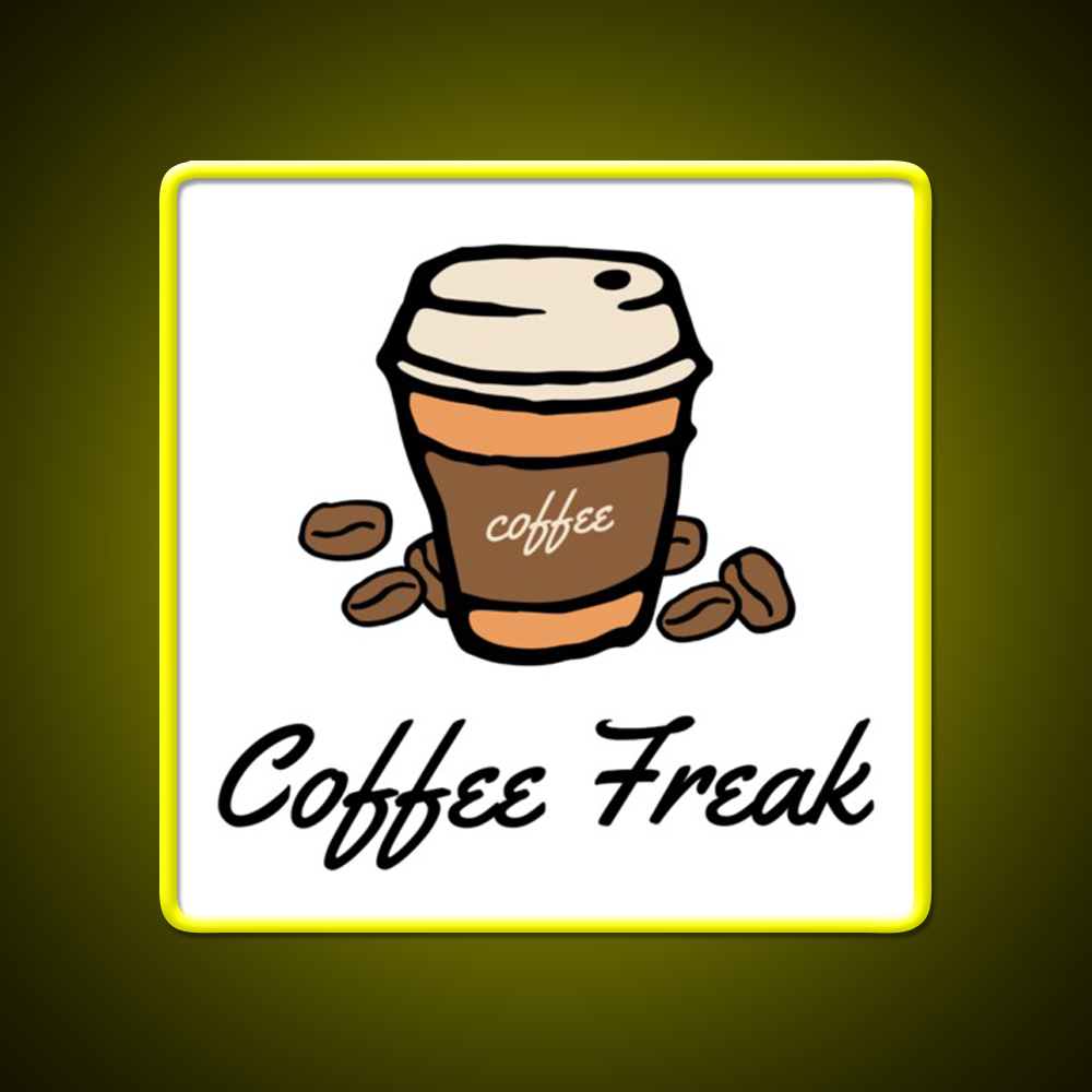 Coffee Freak Coffee Cup With Coffee Beans Led Neon Sign Espresso Bar Art Rgb Color