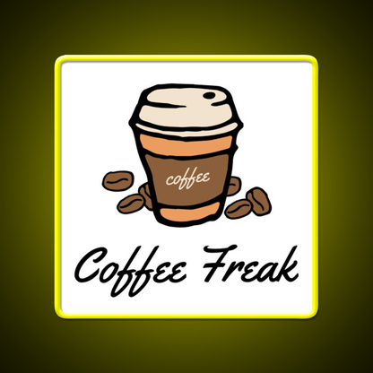 Coffee Freak Coffee Cup With Coffee Beans Led Neon Sign Espresso Bar Art Rgb Color