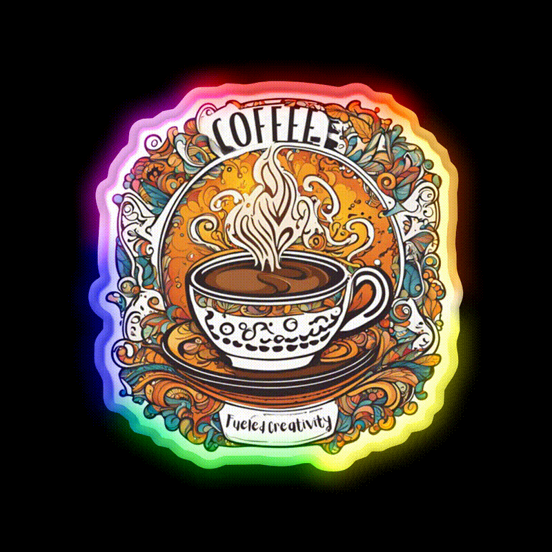 Coffee Fueled Creativity Cafe Led Neon Sign Espresso Bar Art Rgb Color