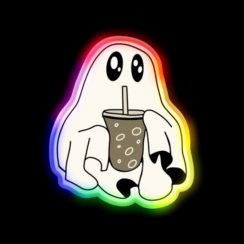 Coffee Ghostie Cafe Led Neon Sign Espresso Bar Art Rgb Color