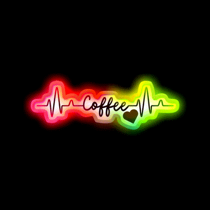 Coffee Heart Pulse Gift Cafe Led Neon Sign Espresso Bar Art Rgb Color