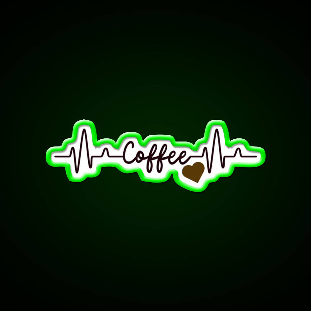 Coffee Heart Pulse Gift Cafe Led Neon Sign Espresso Bar Art Rgb Color