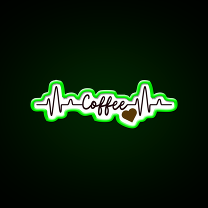 Coffee Heart Pulse Gift Cafe Led Neon Sign Espresso Bar Art Rgb Color