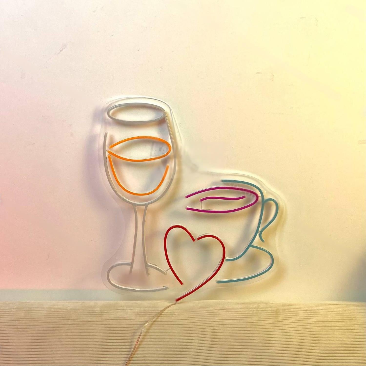 Coffee Heart Wine Led Neon Sign Coffee Led Neon Sign | Shineneon