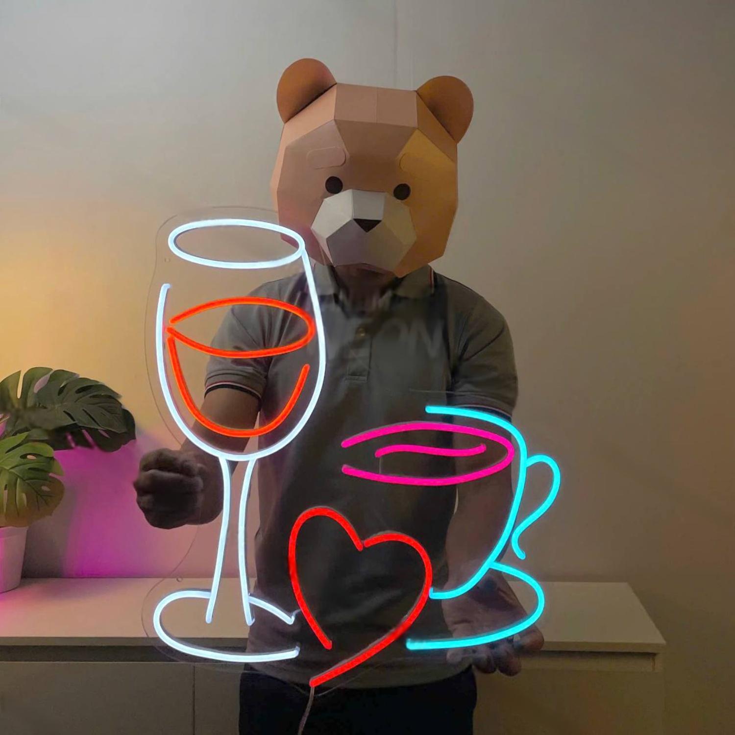 Coffee Heart Wine Led Neon Sign Coffee Led Neon Sign | Shineneon