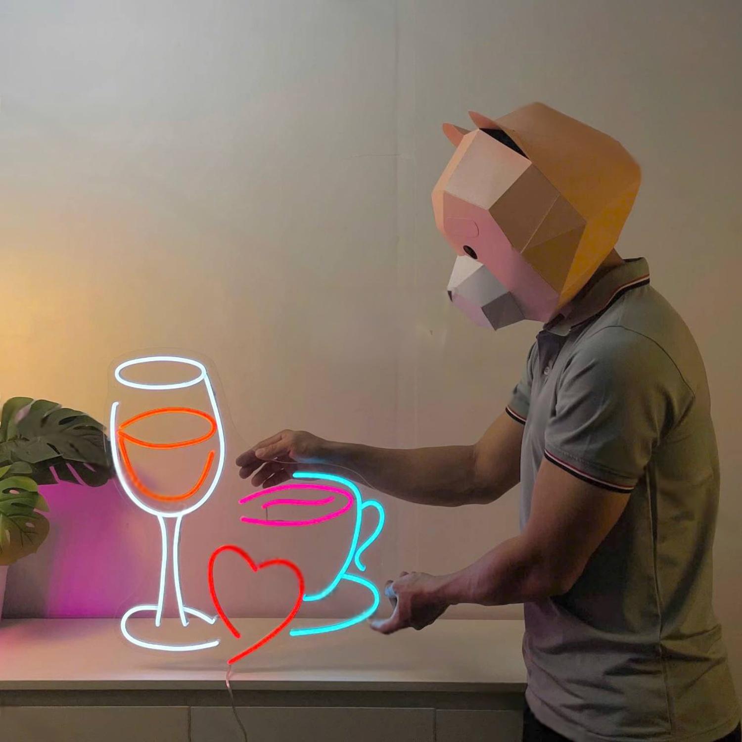 Coffee Heart Wine Led Neon Sign Coffee Led Neon Sign | Shineneon