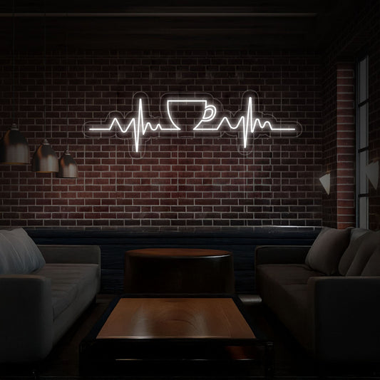 Coffee Heartbeat Led Neon Sign For Coffee Shop