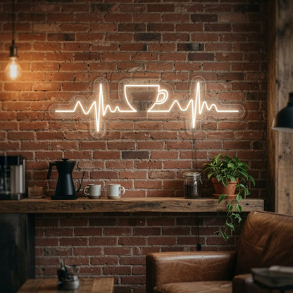 Coffee Heartbeat Wall Decor LED Neon Sign - 03 Real Lifestyle Scene