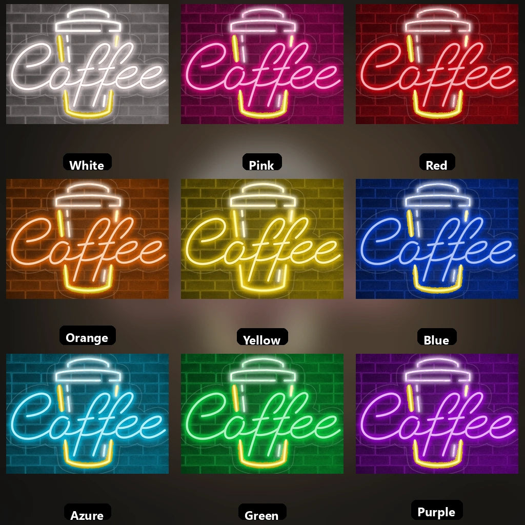 Coffee Hospitality Room Art LED Neon Sign - 05 Color Grid