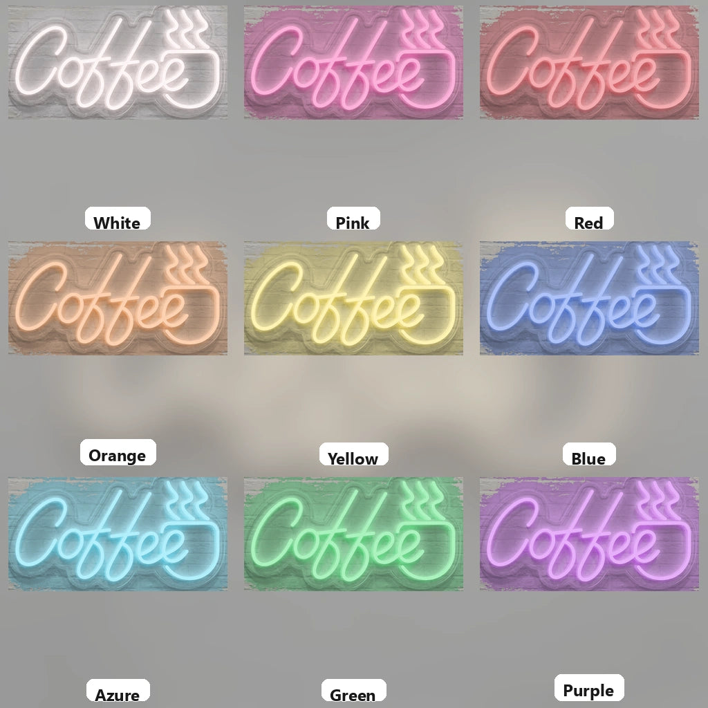 Coffee Hospitality Wall Decor LED Neon Sign - 05 Color Grid