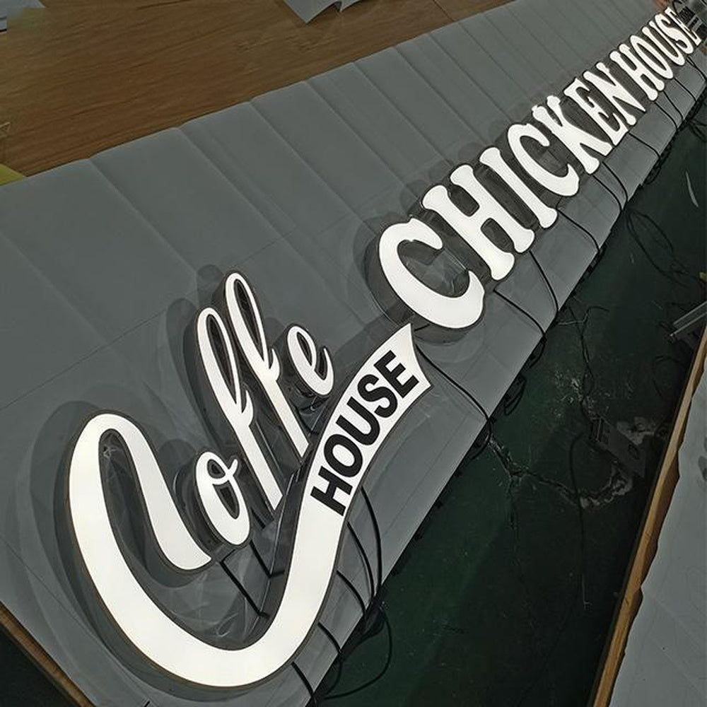 Coffee House Chicken House 3D Frontlit Letters Metal Led Sign