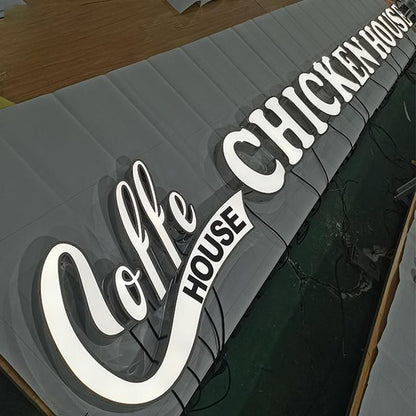 Coffee House Chicken House 3D Frontlit Letters Metal Led Sign