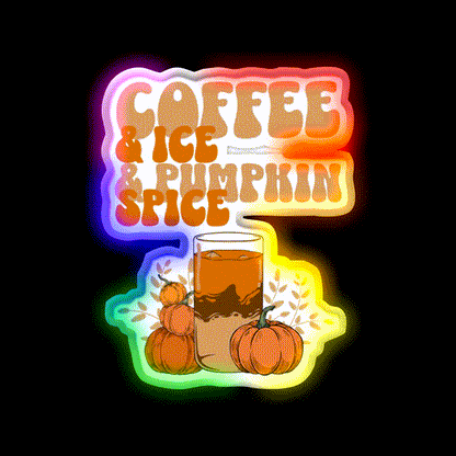 Coffee Ice Pumpkin Spice Cafe Led Neon Sign Espresso Bar Art Rgb Color