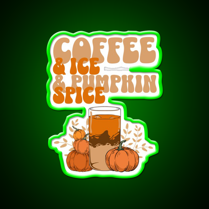 Coffee Ice Pumpkin Spice Cafe Led Neon Sign Espresso Bar Art Rgb Color