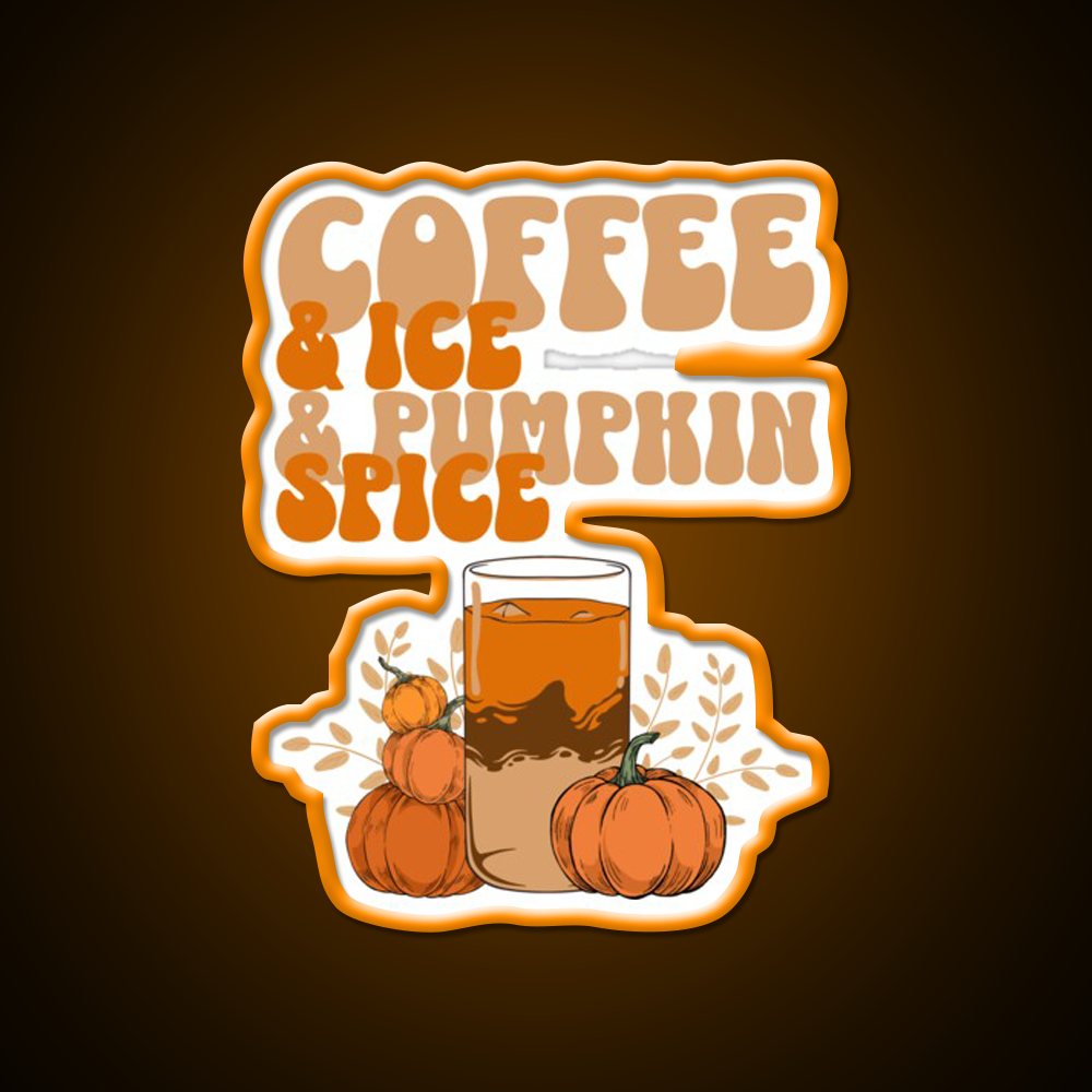 Coffee Ice Pumpkin Spice Cafe Led Neon Sign Espresso Bar Art Rgb Color