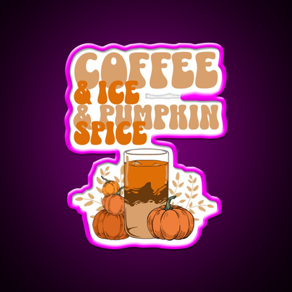 Coffee Ice Pumpkin Spice Cafe Led Neon Sign Espresso Bar Art Rgb Color