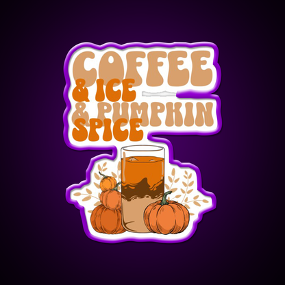 Coffee Ice Pumpkin Spice Cafe Led Neon Sign Espresso Bar Art Rgb Color