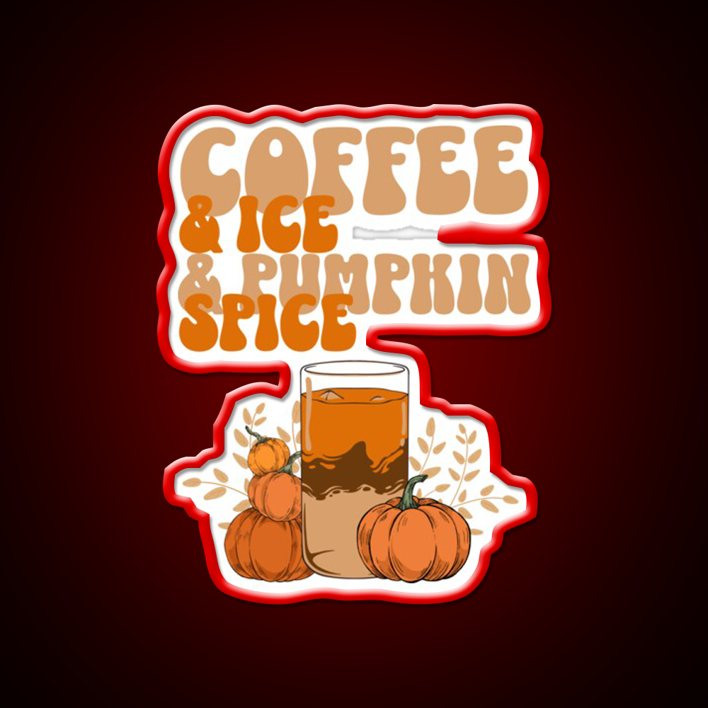 Coffee Ice Pumpkin Spice Cafe Led Neon Sign Espresso Bar Art Rgb Color