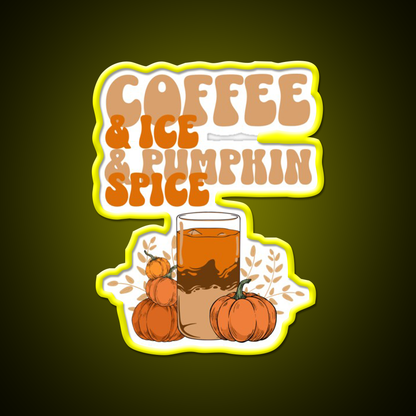 Coffee Ice Pumpkin Spice Cafe Led Neon Sign Espresso Bar Art Rgb Color