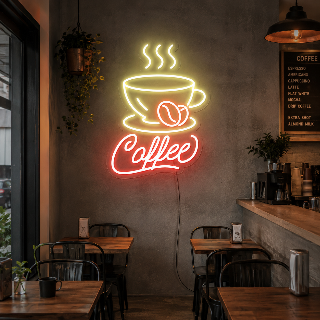 Coffee LED Neon Sign Bedroom Decor - 03 Real Lifestyle Scene
