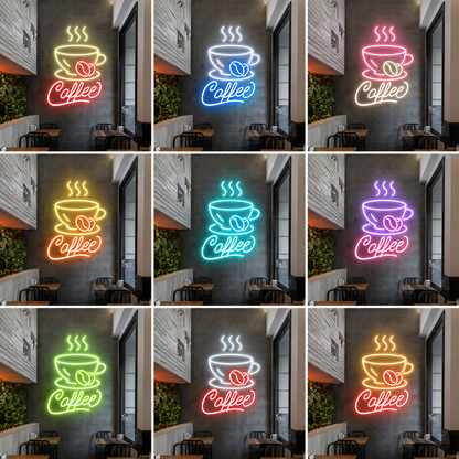 Coffee LED Neon Sign Bedroom Decor - 05 Color Grid