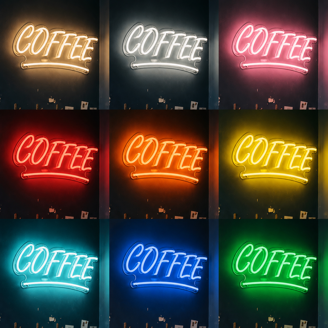 Coffee LED Neon Sign Wall Art - 05 Color Grid