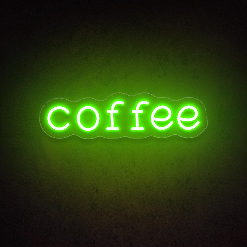 Coffee Led Neon Sign With White Wavy Frame Cafe Wall Decor | Shineneon