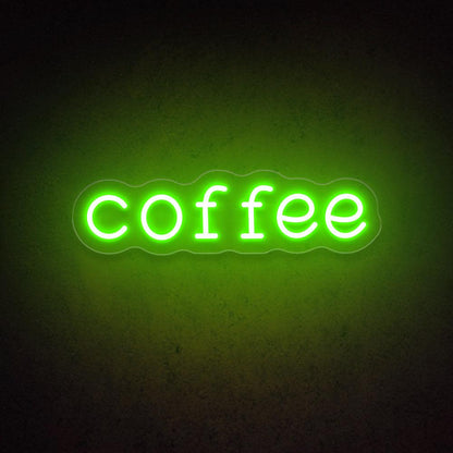 Coffee Led Neon Sign With White Wavy Frame Cafe Wall Decor | Shineneon
