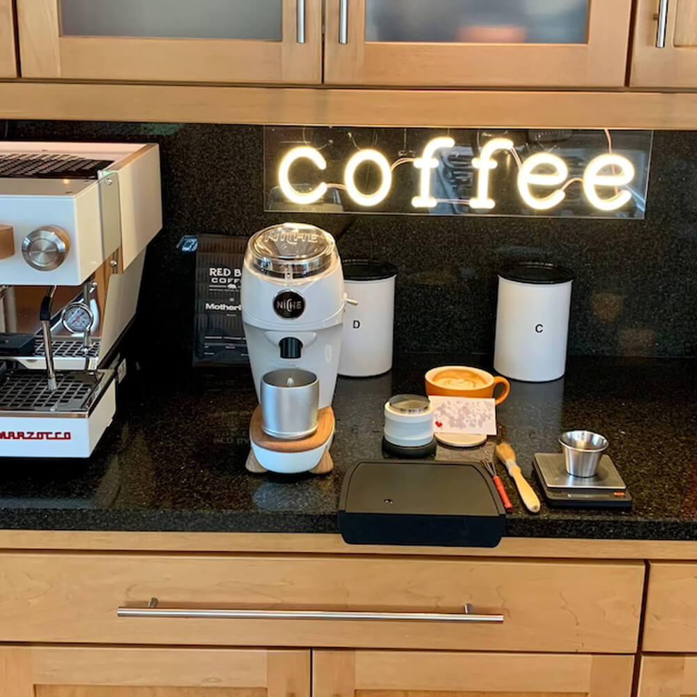 Coffee Led Neon Sign With White Wavy Frame Cafe Wall Decor | Shineneon