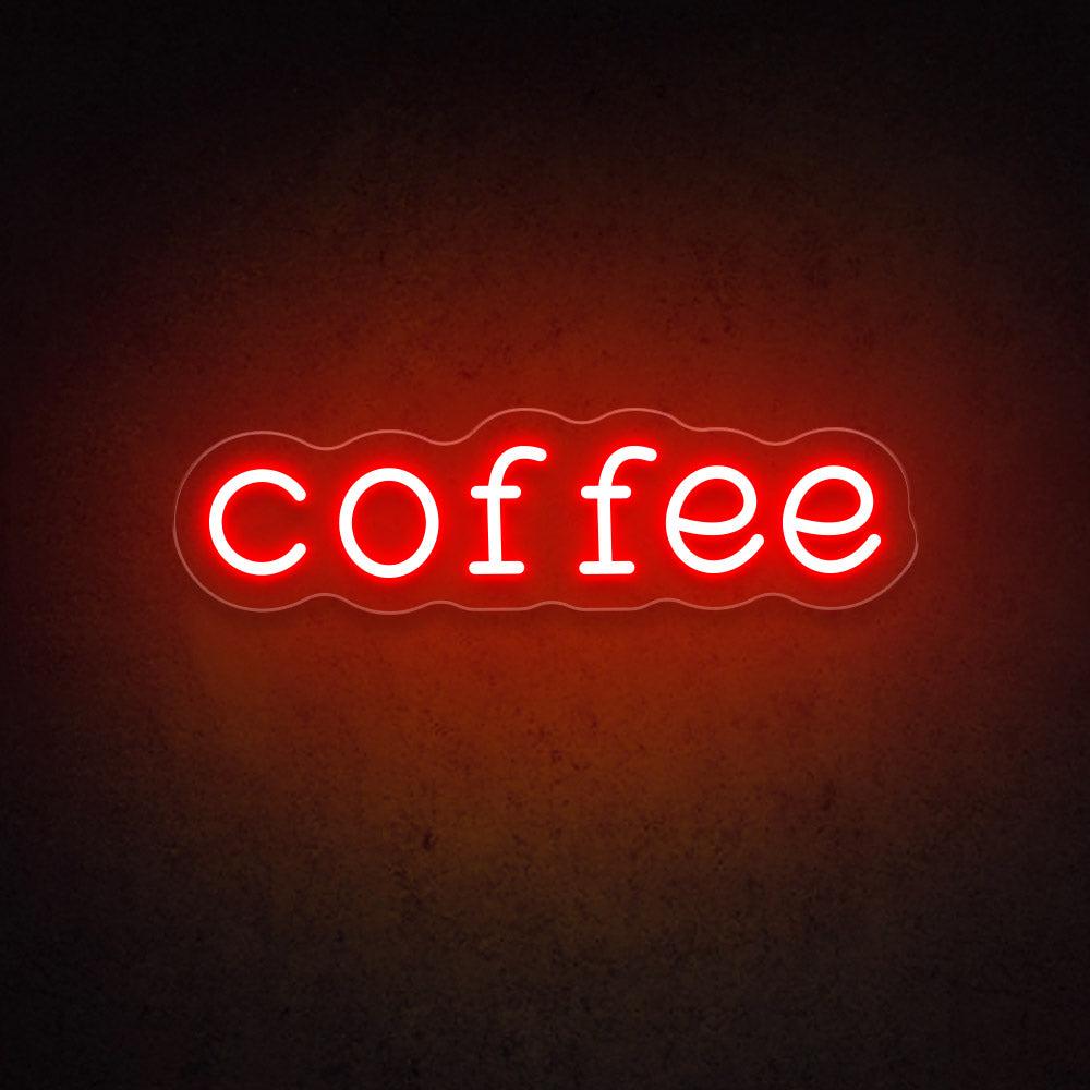 Coffee Led Neon Sign With White Wavy Frame Cafe Wall Decor | Shineneon