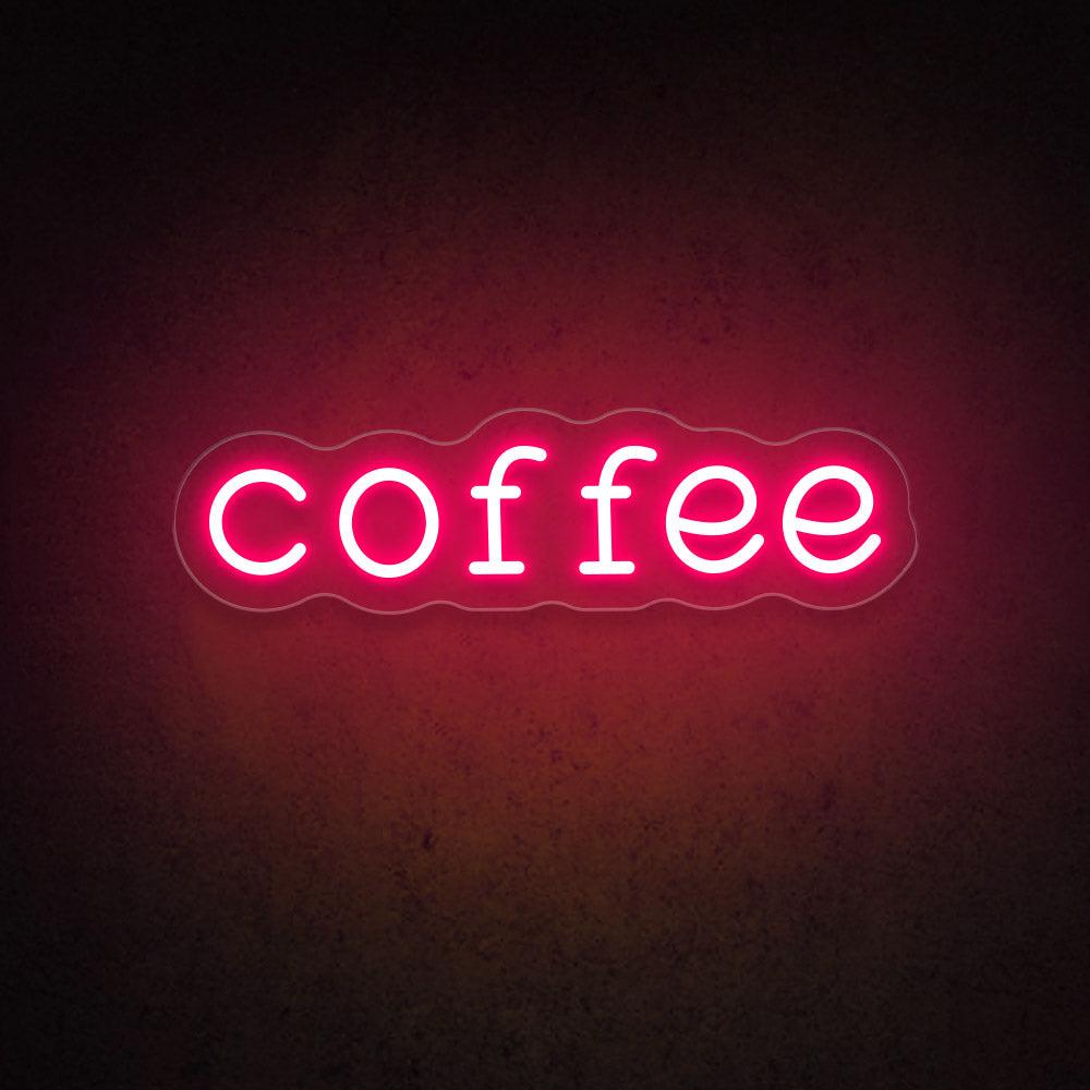 Coffee Led Neon Sign With White Wavy Frame Cafe Wall Decor | Shineneon