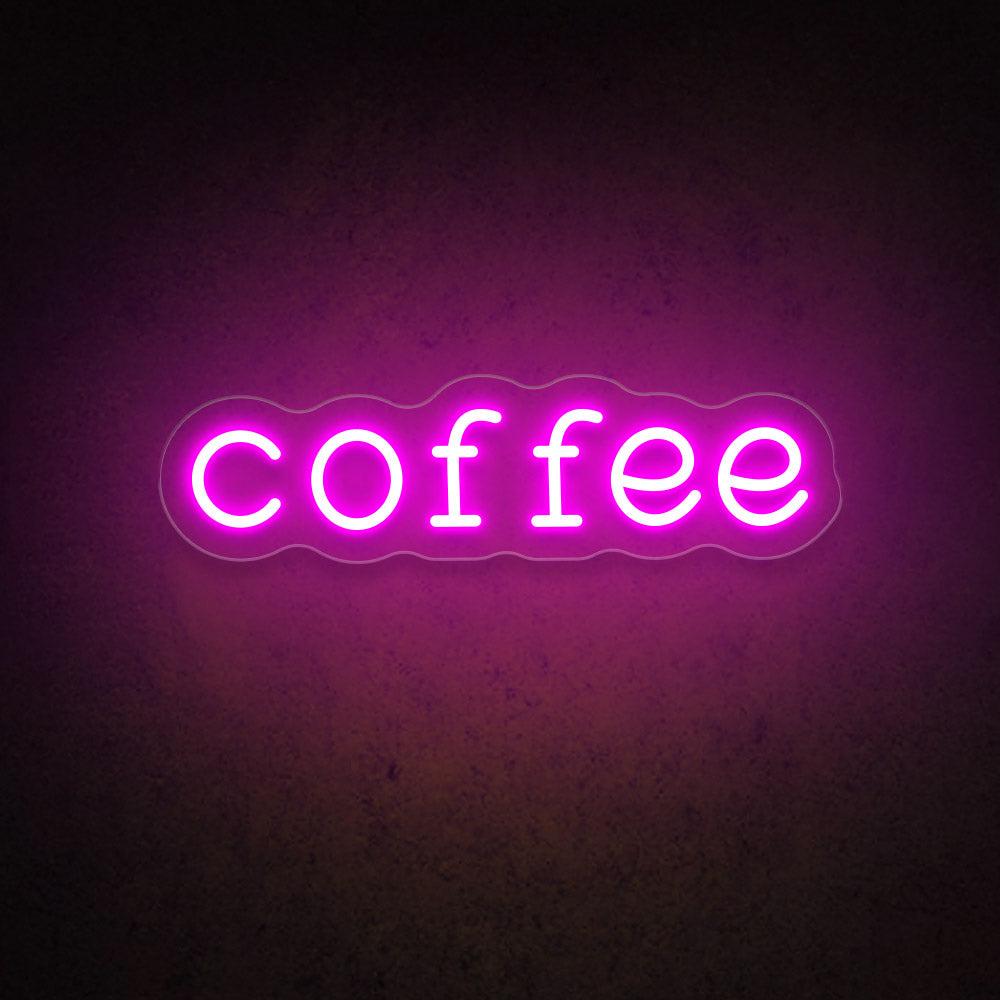 Coffee Led Neon Sign With White Wavy Frame Cafe Wall Decor | Shineneon