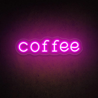 Coffee Led Neon Sign With White Wavy Frame Cafe Wall Decor | Shineneon
