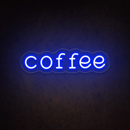 Coffee Led Neon Sign With White Wavy Frame Cafe Wall Decor | Shineneon