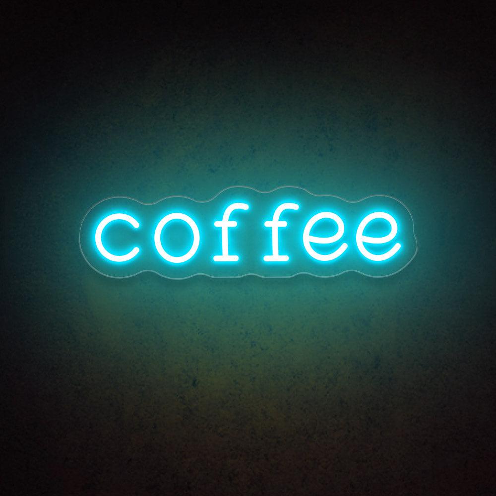 Coffee Led Neon Sign With White Wavy Frame Cafe Wall Decor | Shineneon