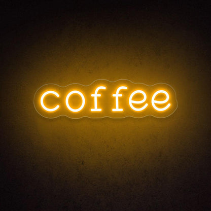 Coffee Led Neon Sign With White Wavy Frame Cafe Wall Decor | Shineneon