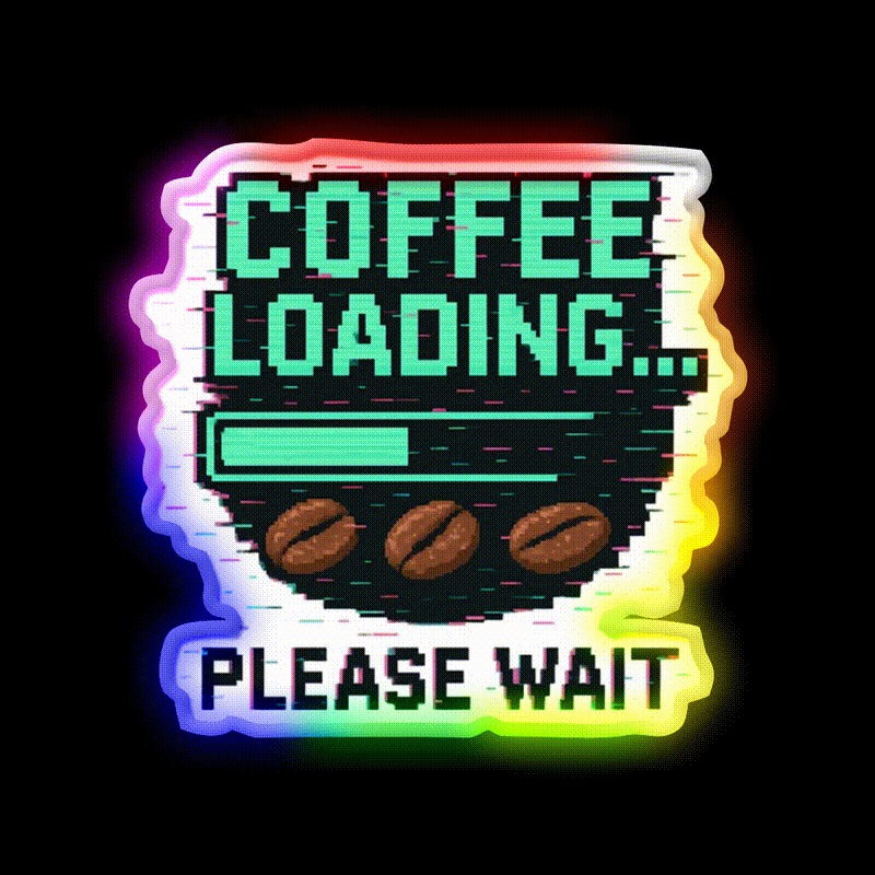 Coffee Loading Progress Bar Man Cave Bar Led Neon Sign Rgb Color