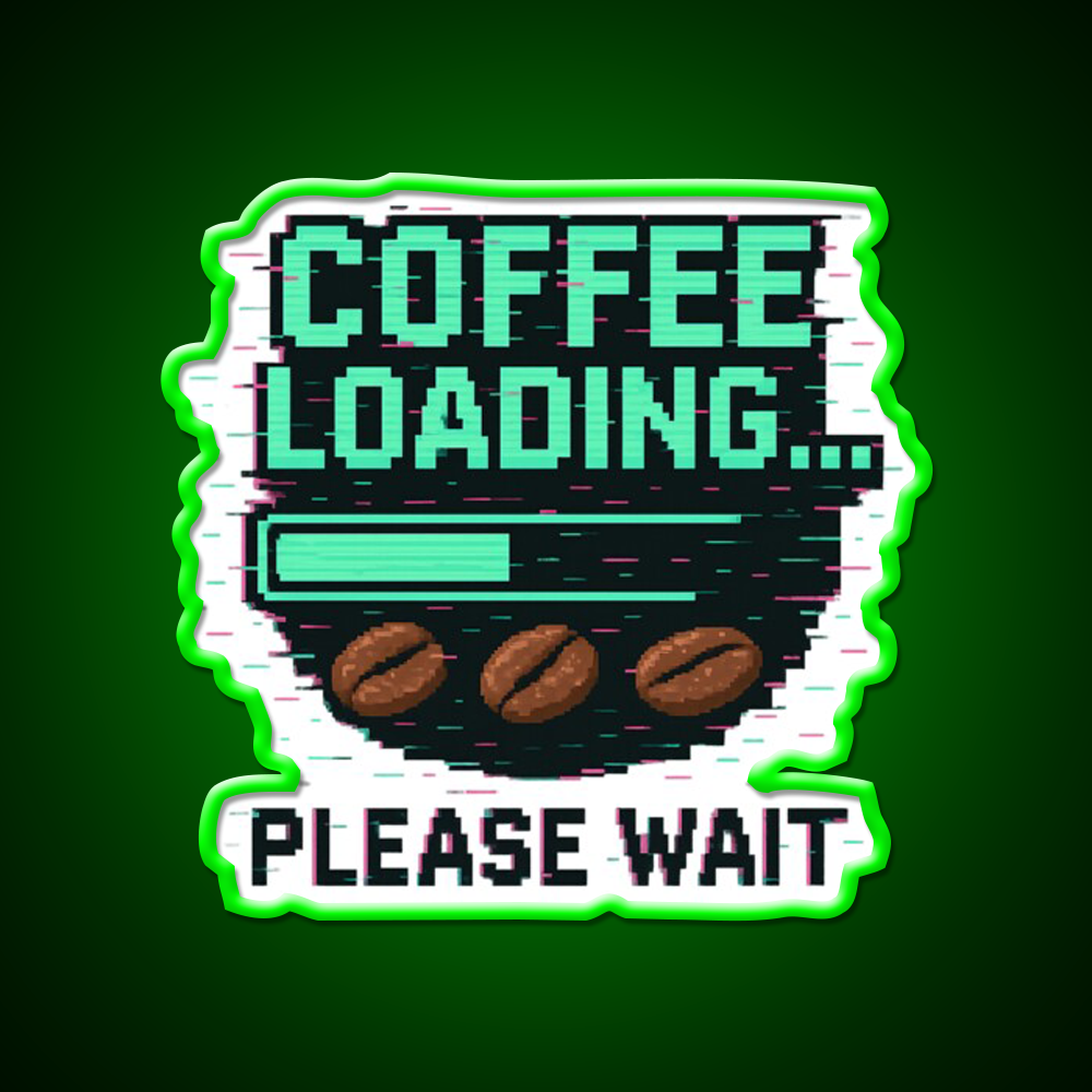 Coffee Loading Progress Bar Man Cave Bar Led Neon Sign Rgb Color