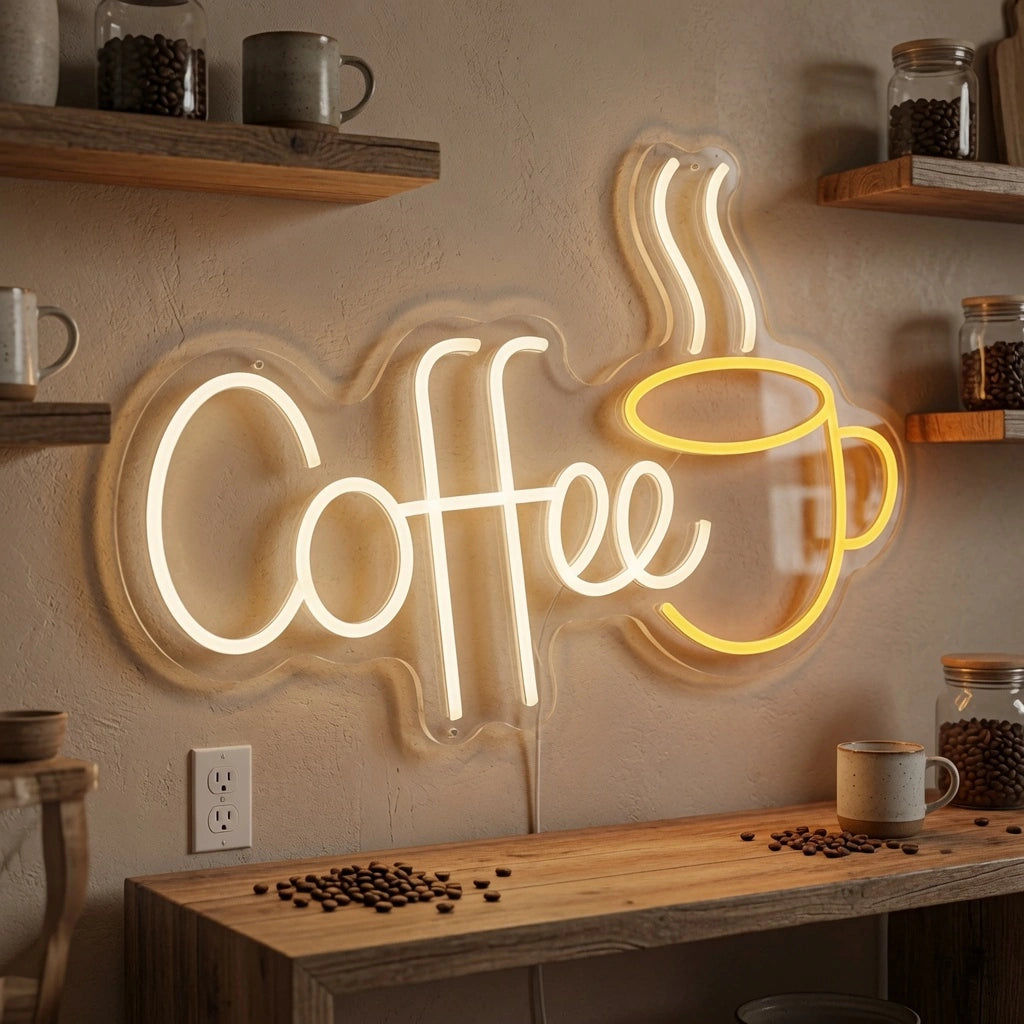 Coffee Lounge Wall Art LED Neon Sign - 03 Real Lifestyle Scene
