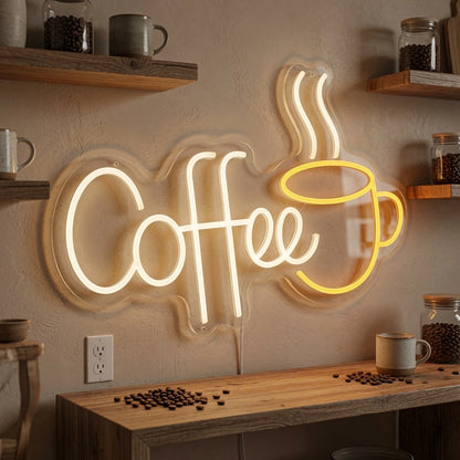 Coffee Lounge Wall Art LED Neon Sign - 03 Real Lifestyle Scene