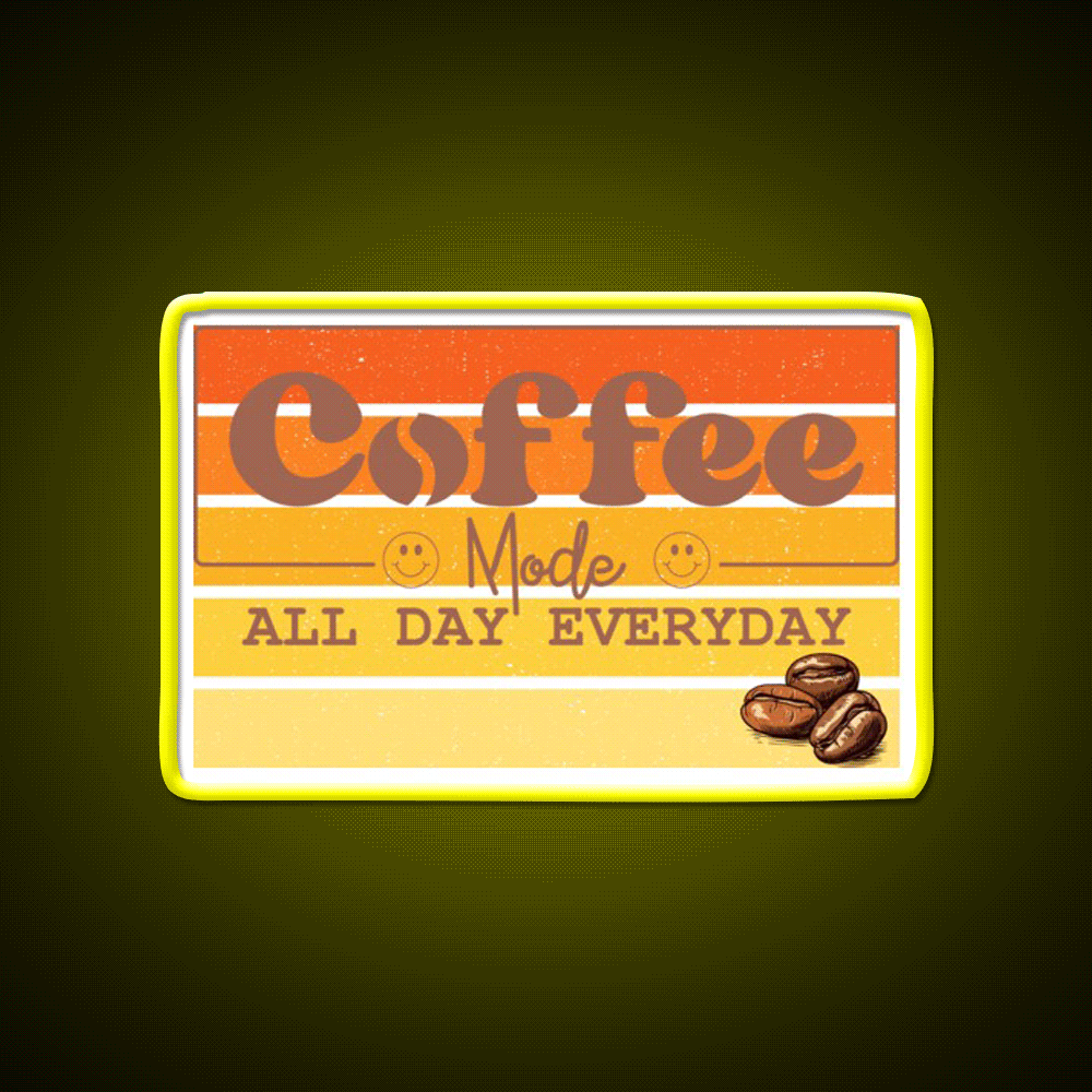 Coffee Mode All Day Everyday Cafe Led Neon Sign Espresso Bar Art Rgb Color
