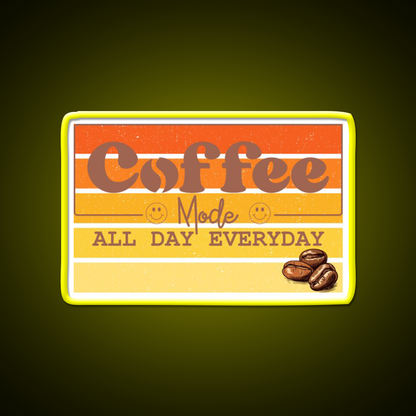 Coffee Mode All Day Everyday Cafe Led Neon Sign Espresso Bar Art Rgb Color