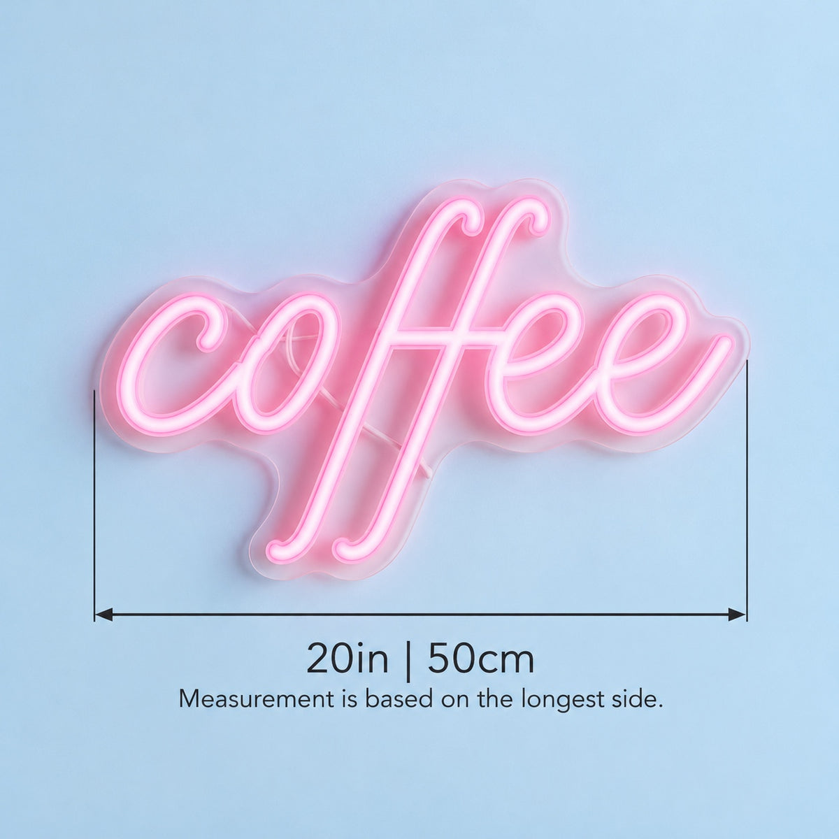 Coffee LED Neon Sign - size guide