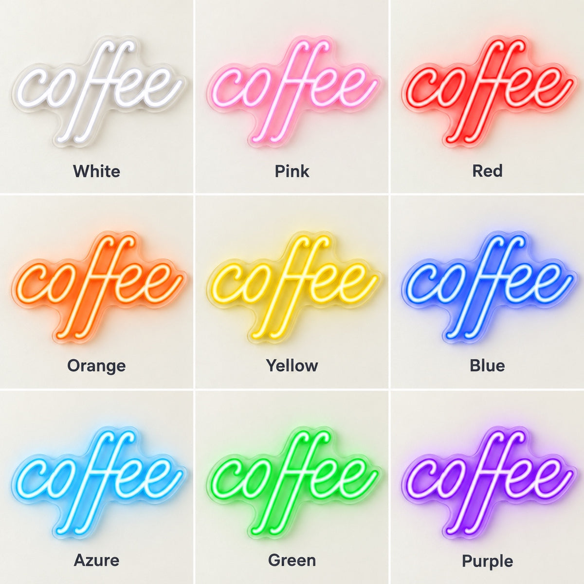 Coffee LED Neon Sign - nine-color grid