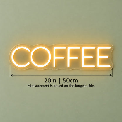 Coffee LED Neon Sign - size guide