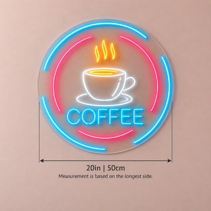 Coffee LED Neon Sign - size guide